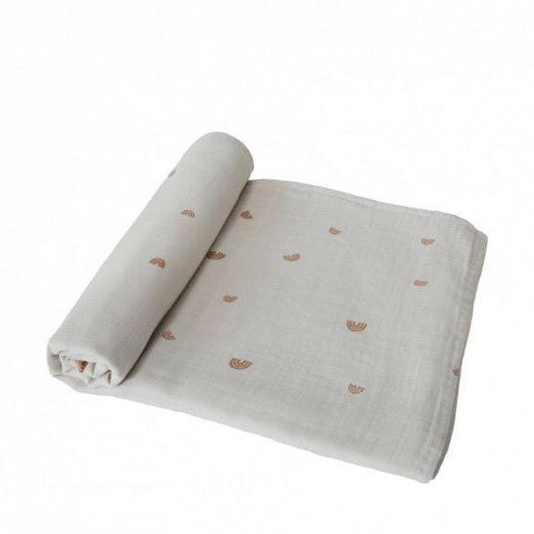 Muslin Swaddle Blanket Organic Cotton - Rainbows Baby Essentials Mushie