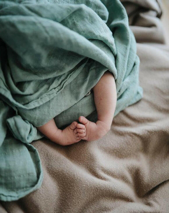 Muslin Swaddle Blanket Organic Cotton - Roman Green Baby Essentials Mushie