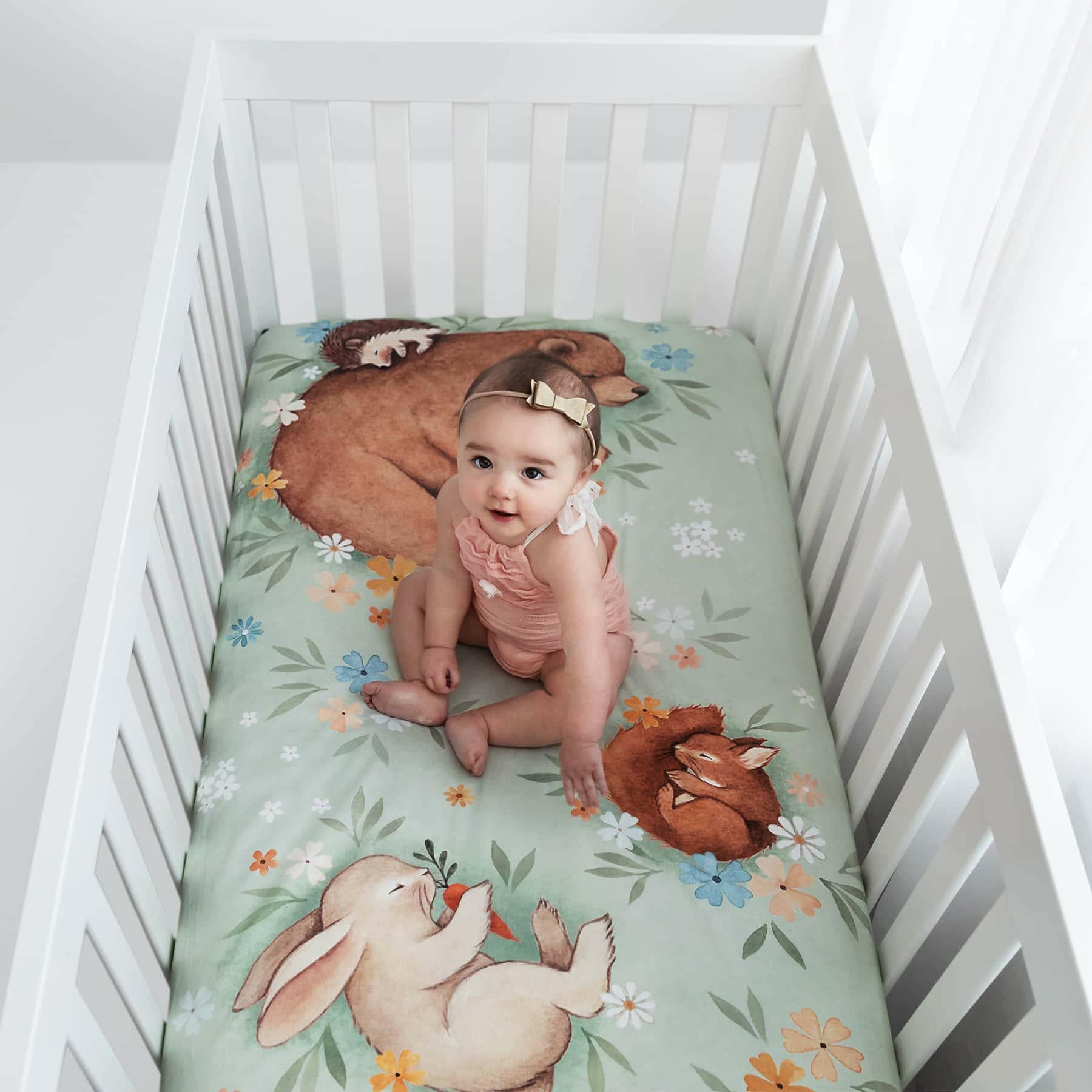 Crib sheet and Swaddle bundle - Enchanted Meadow Rookie Humans