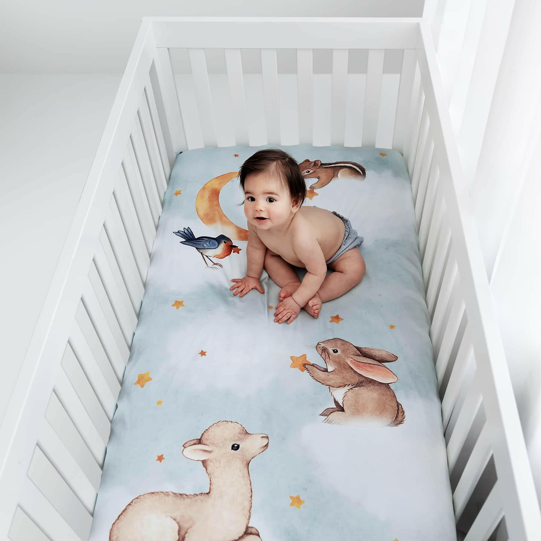 Crib sheet and Swaddle bundle - Goodnight Wonderland  Rookie Humans