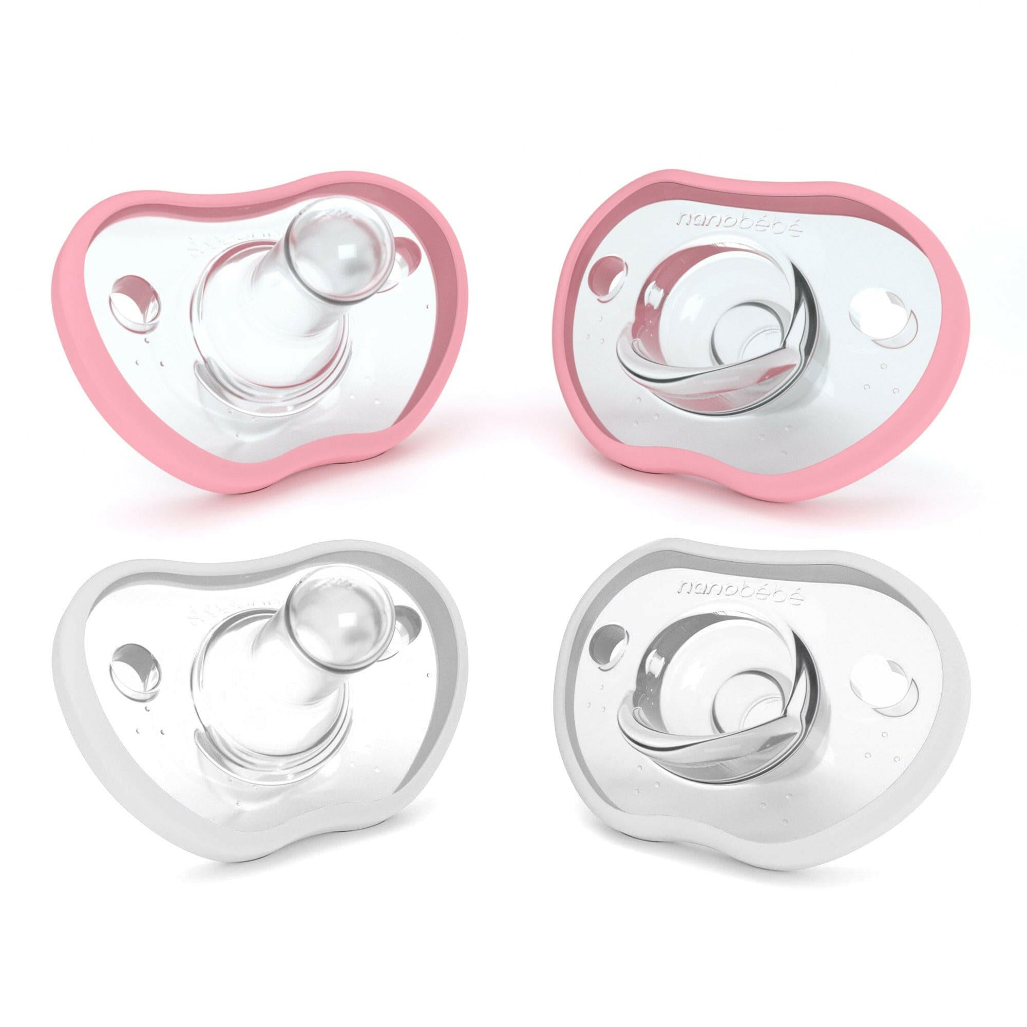 Flexy Pacifiers Best Sellers Nanobébé US Pink-White 0-3 Months 4-Pack