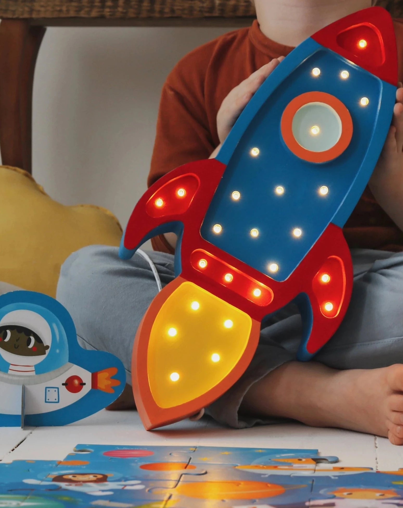 Little Lights Rocket Lamp Lighting Little Lights Navy/Red