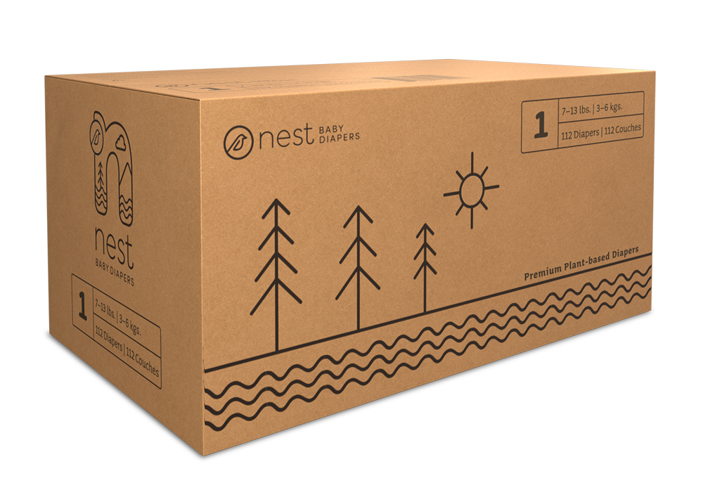 Sustainable Plant Based Baby Diapers - Size 1 Baby Essentials Nest Diapers