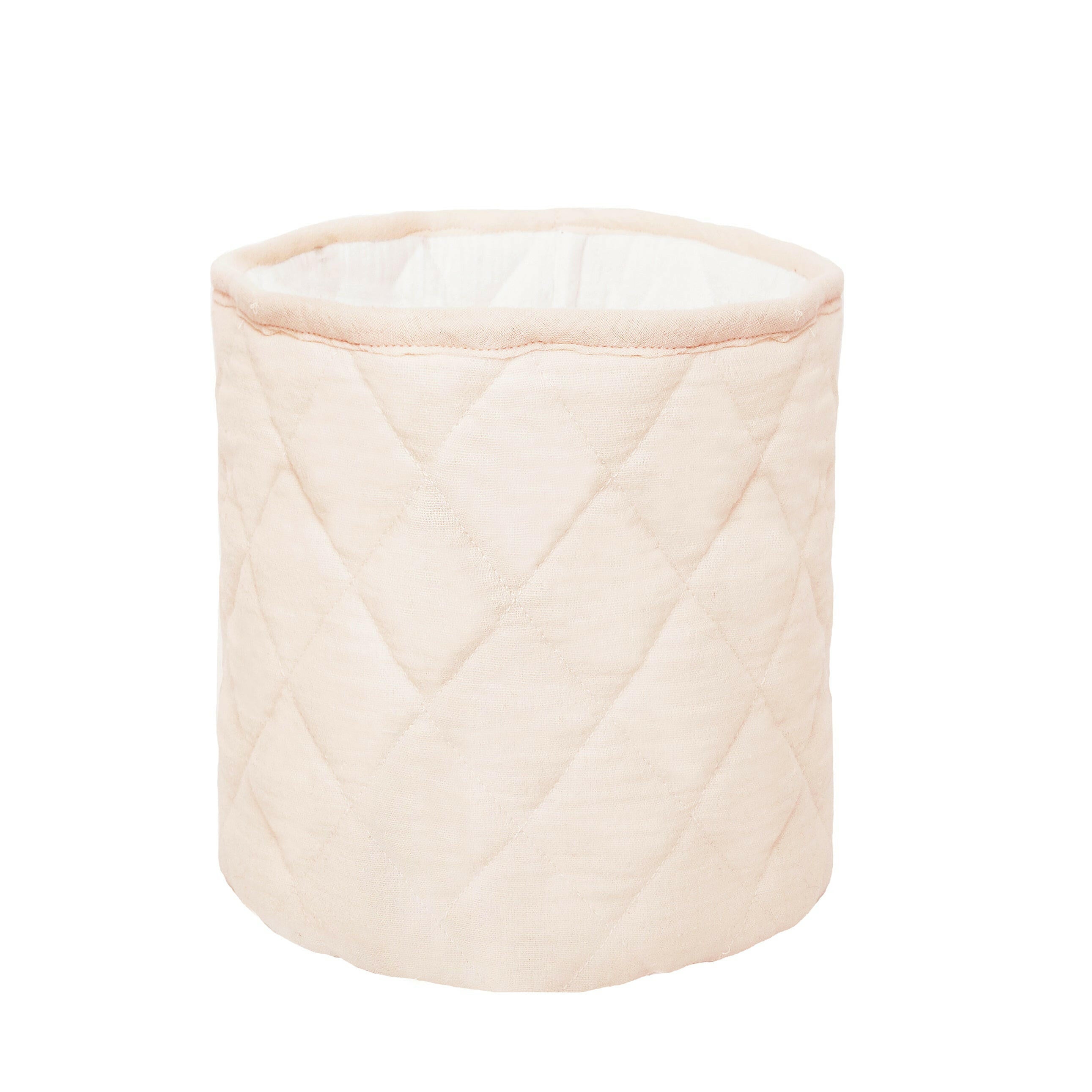 BLUSH PINK/WHITE QUILTED MUSLIN BIN SET OF 2 Storage Bin MON AMI