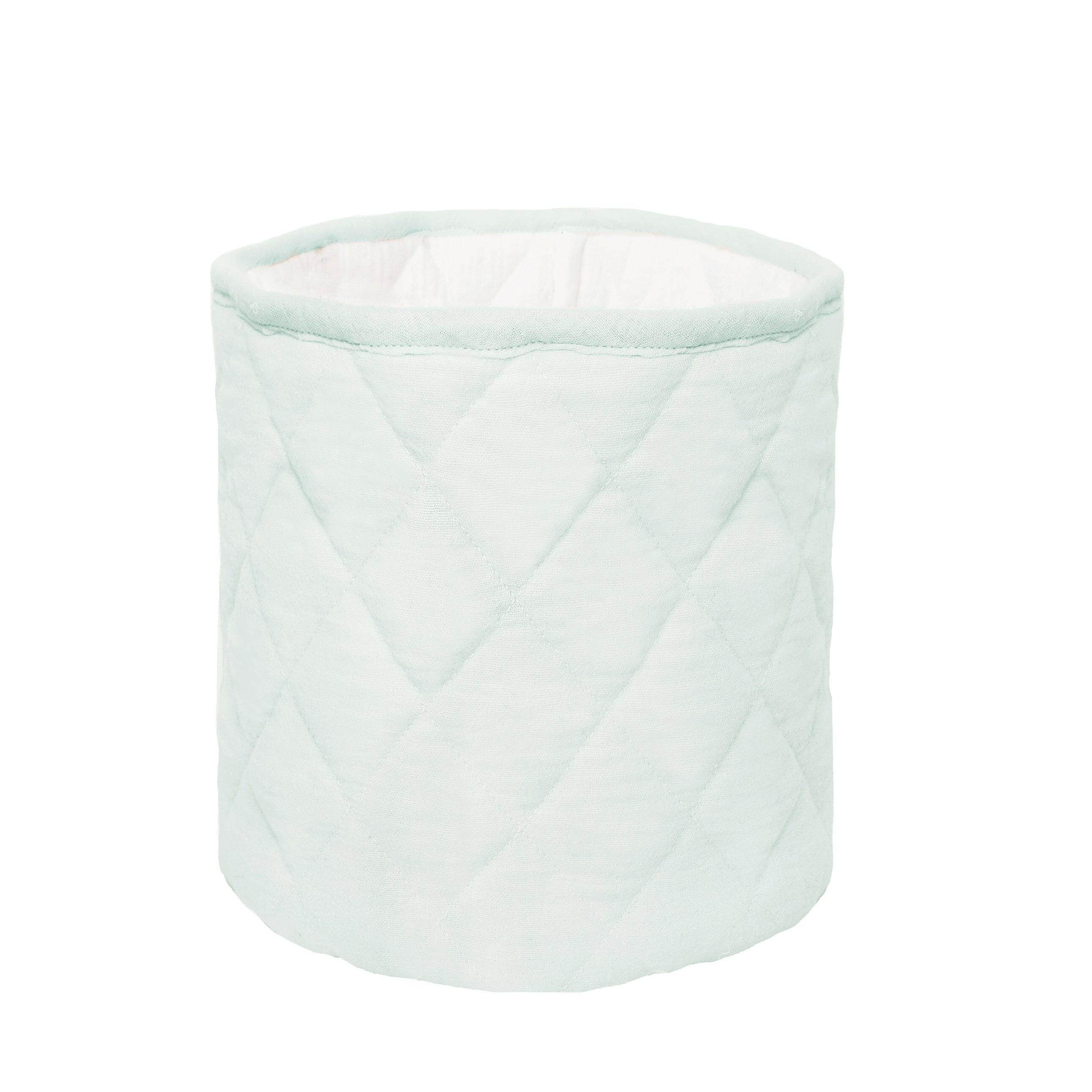 QUILTED MUSLIN BIN SET OF 2 POWDER BLUE WHITE Storage Bin MON AMI