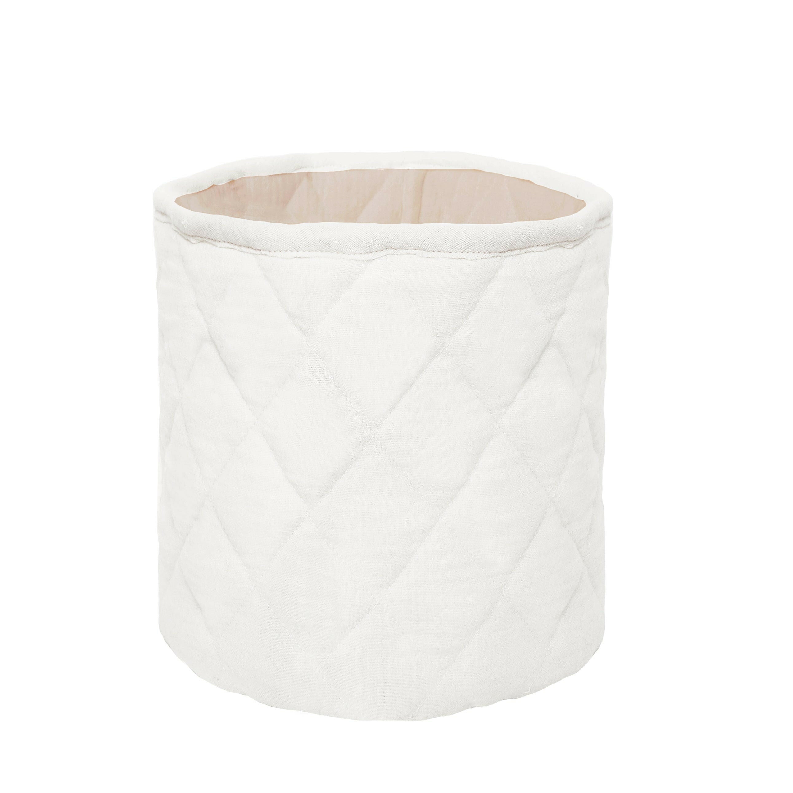 WHITE/OATMEAL QUILTED MUSLIN BIN SET OF 2 Storage Bin MON AMI