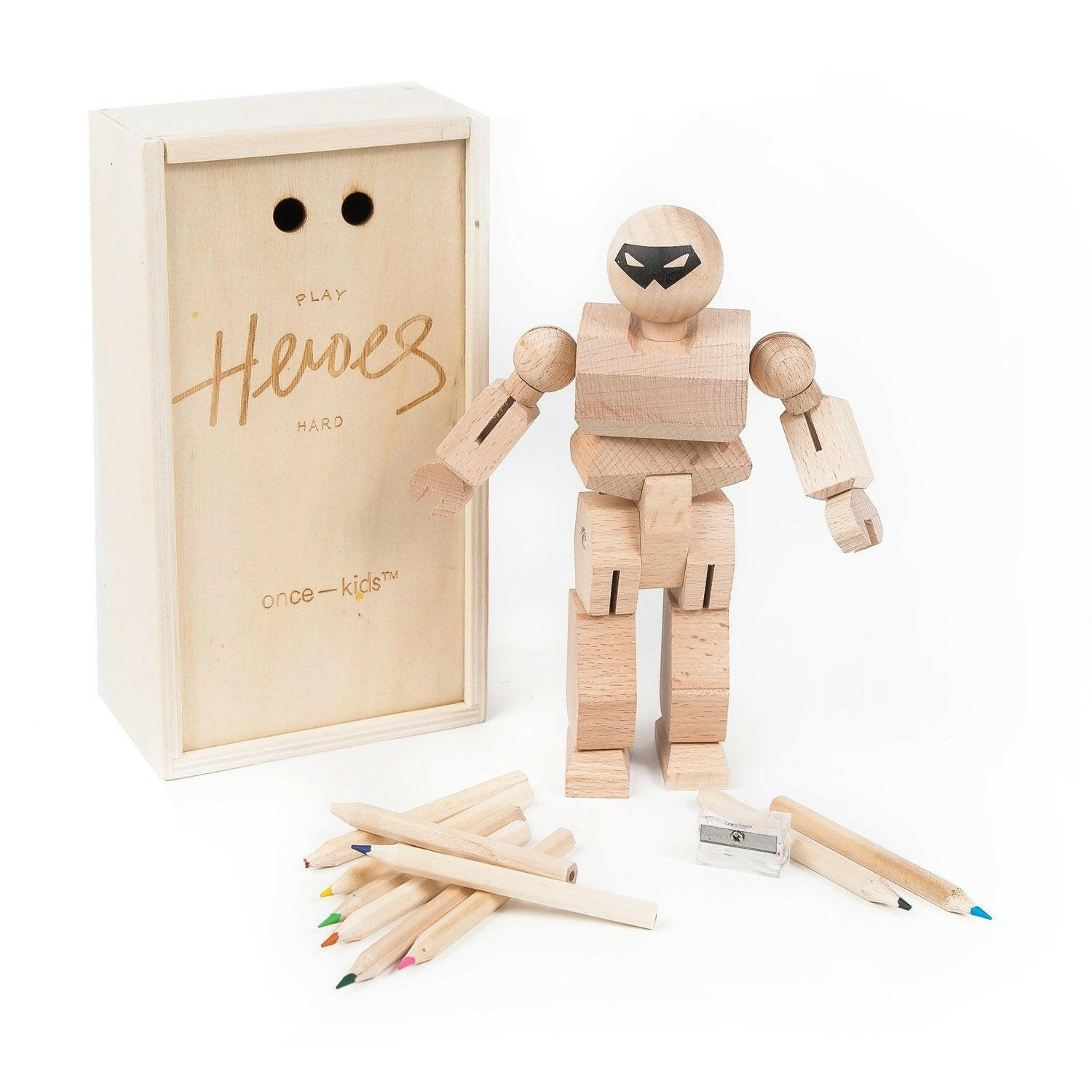 Play Heroes Hard - DIY Wooden Action Figure Blocks Once Kids