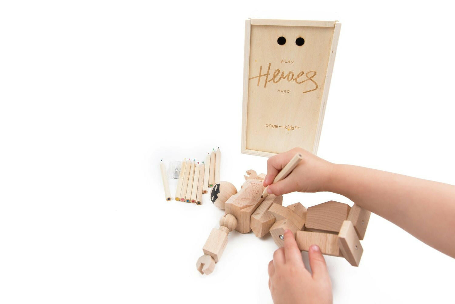 Play Heroes Hard - DIY Wooden Action Figure Blocks Once Kids