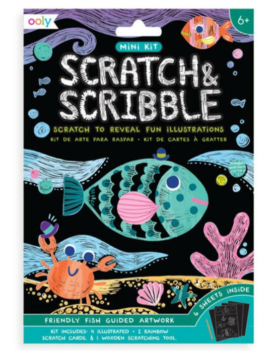 Mini Scratch & Scribble Art Kit: Friendly Fish Arts & Crafts OOLY - Art & School Supplies