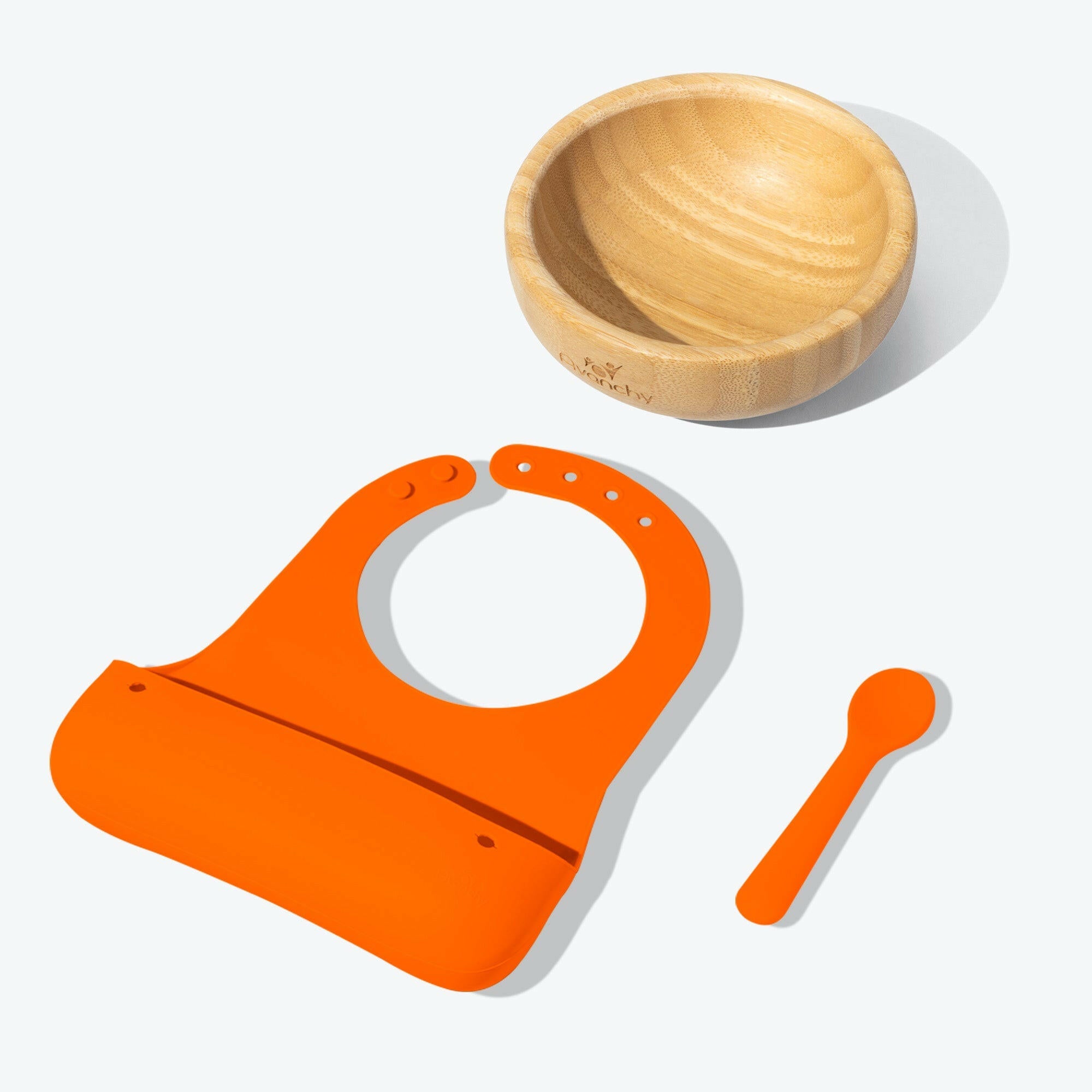 Avanchy Early Feeding Baby Gift Set Baby Feeding Avanchy Sustainable Baby Dishware Orange Bamboo Bowl