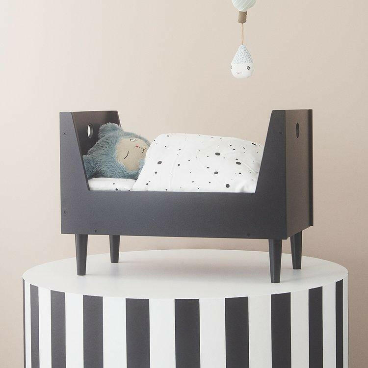 Doll Bed Bedding - Dot - White / Black Doll Accessories OYOY