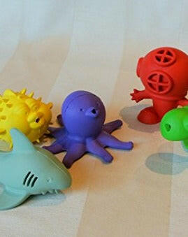 Bathtub Pals - Natural Rubber - Extra Large Drain Holes! - Octopus Bath Toys BeginAgain