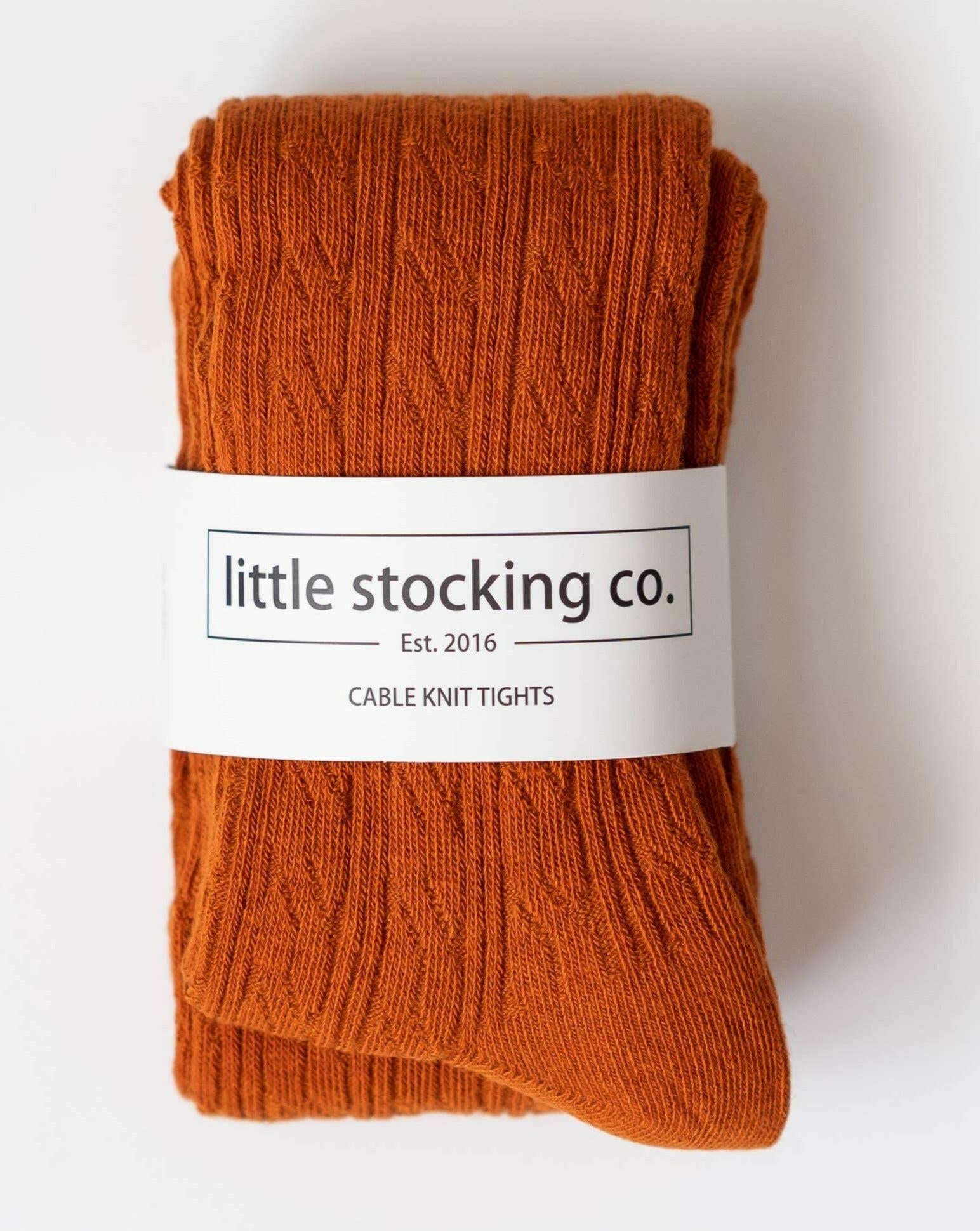 Pumpkin Spice Cable Knit Tights Tights Little Stocking Co 0/6M Pumpkin Spice