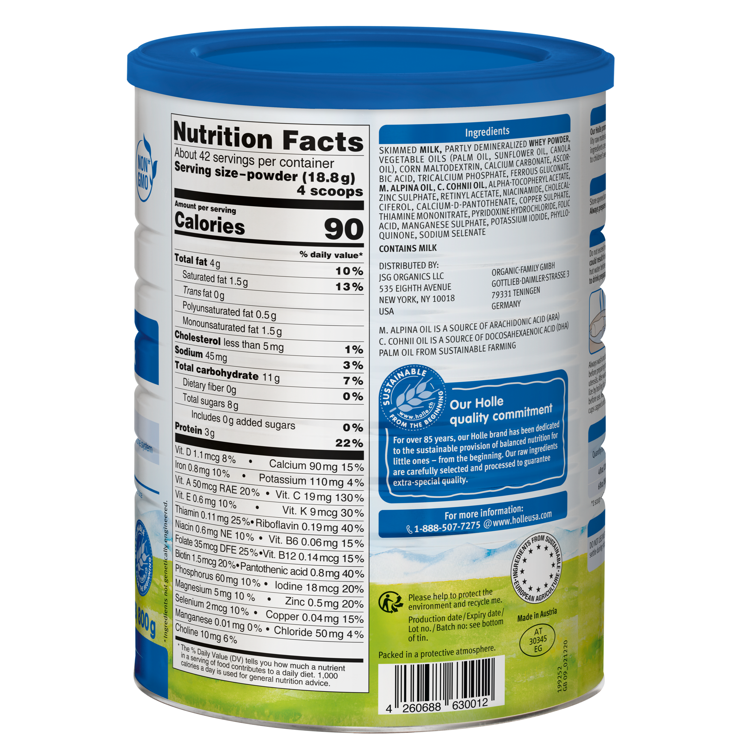 Holle Stage 3: Cow Milk Toddler Drink - Non GMO (28 Ounces) 1 Year+ Toddler Drink Powder Holle USA