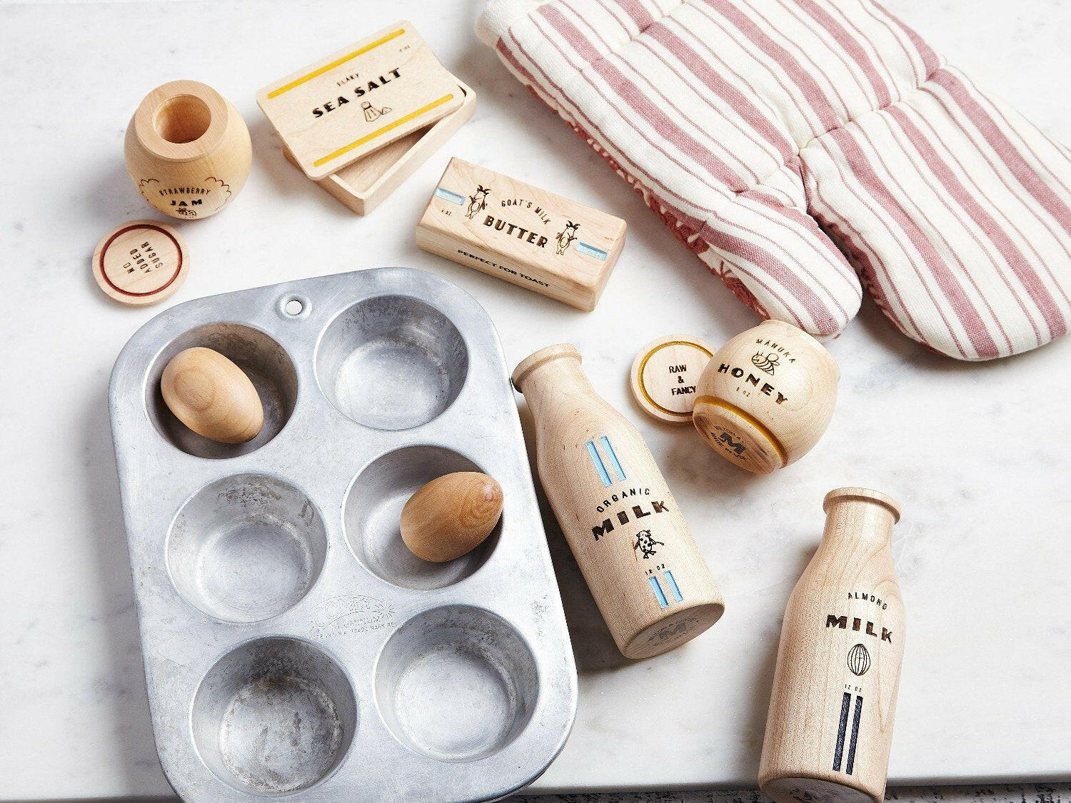 Wooden Pantry Play Food Set Kids Toys Milton & Goose