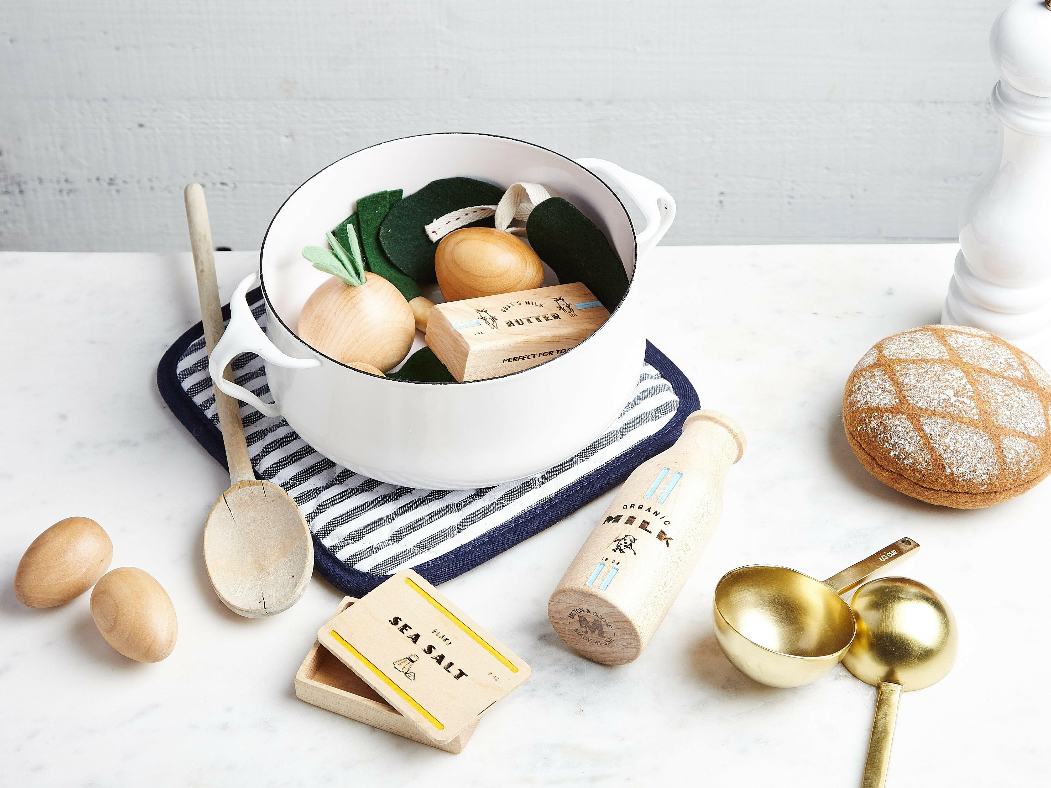 Wooden Pantry Play Food Set Kids Toys Milton & Goose