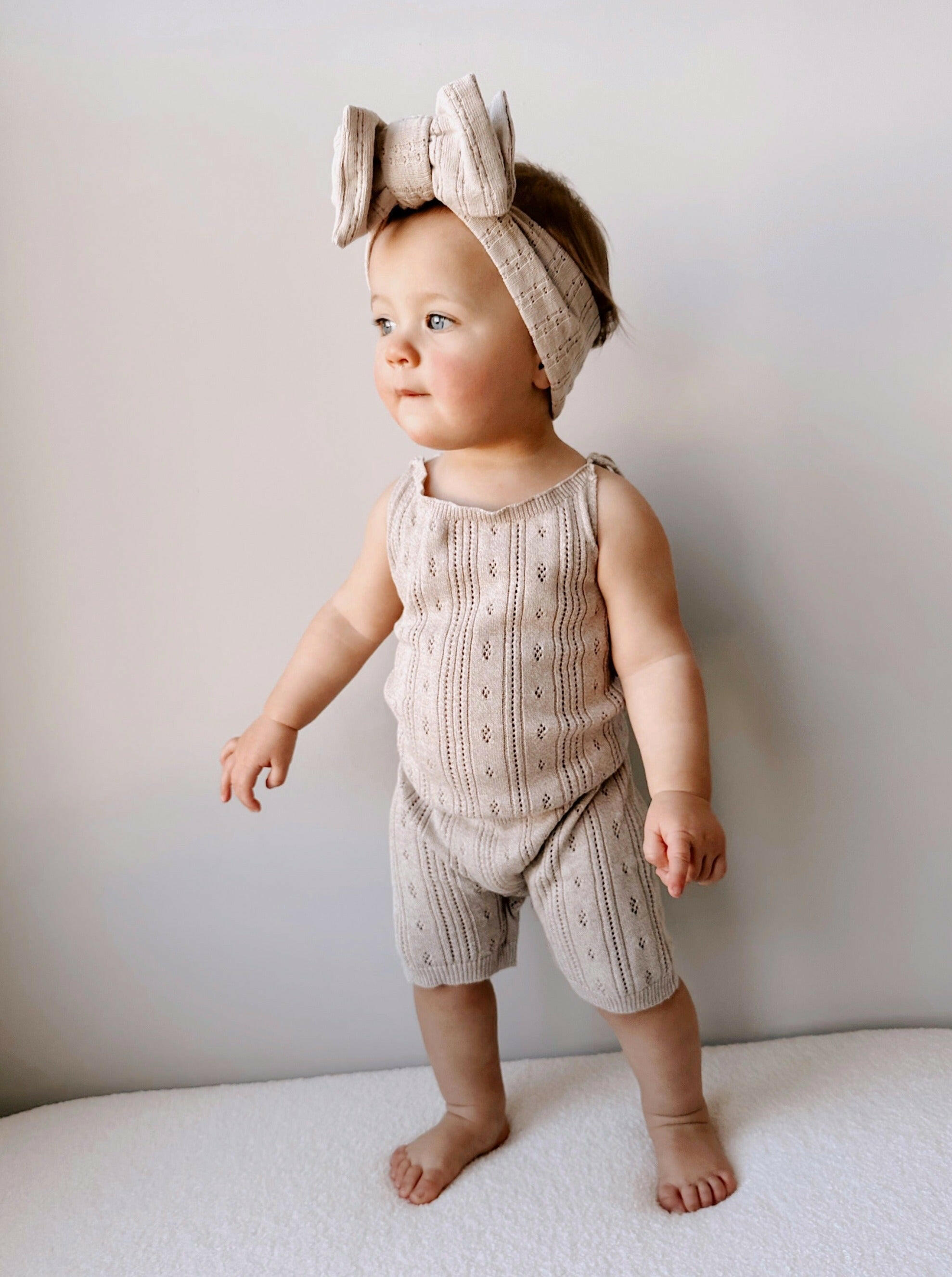 Luna + Luca Pointelle Romper - Heather Beige Luna + Luca
