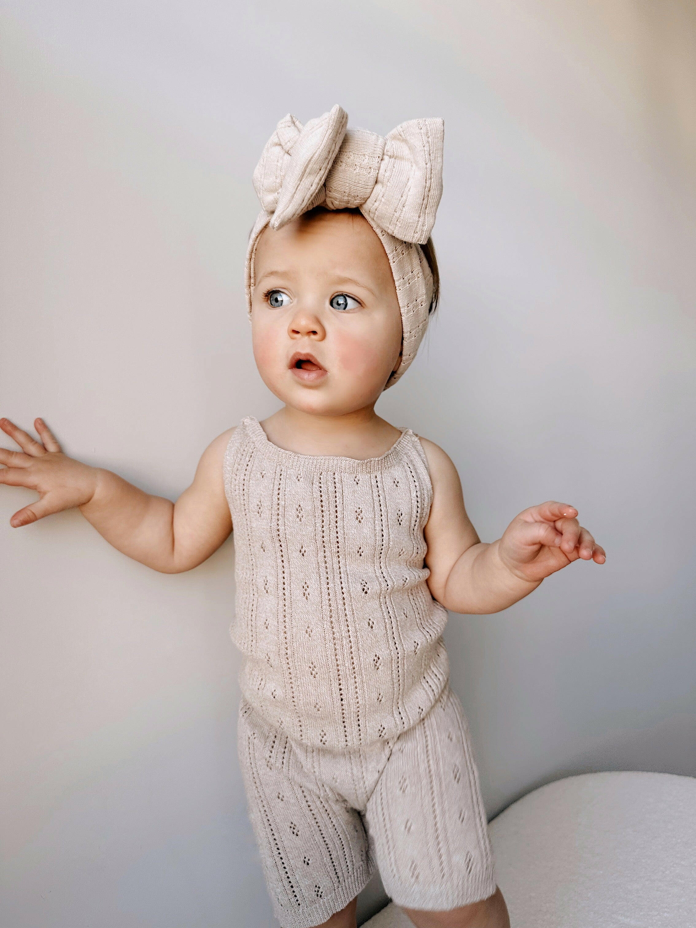 Luna + Luca Pointelle Romper - Heather Beige Luna + Luca