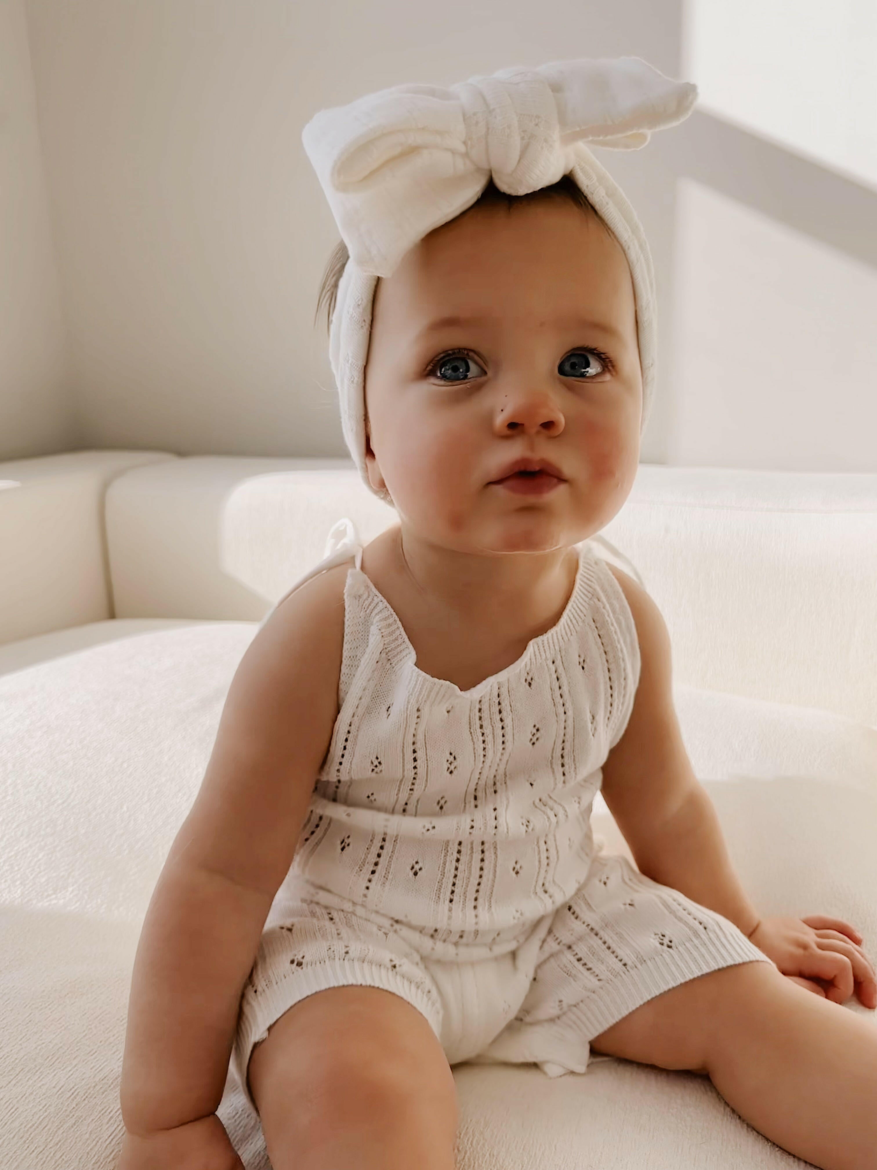 Luna + Luca Pointelle Romper - White  Luna + Luca