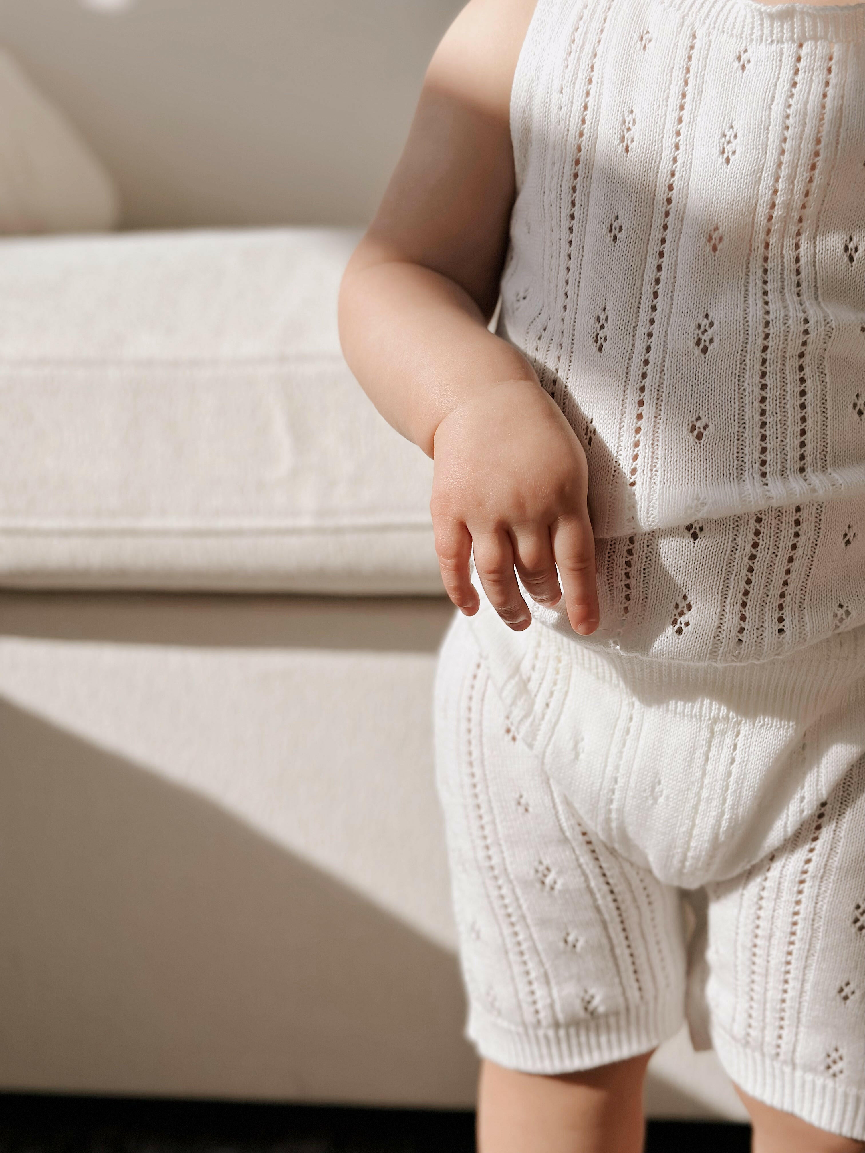 Luna + Luca Pointelle Romper - White  Luna + Luca