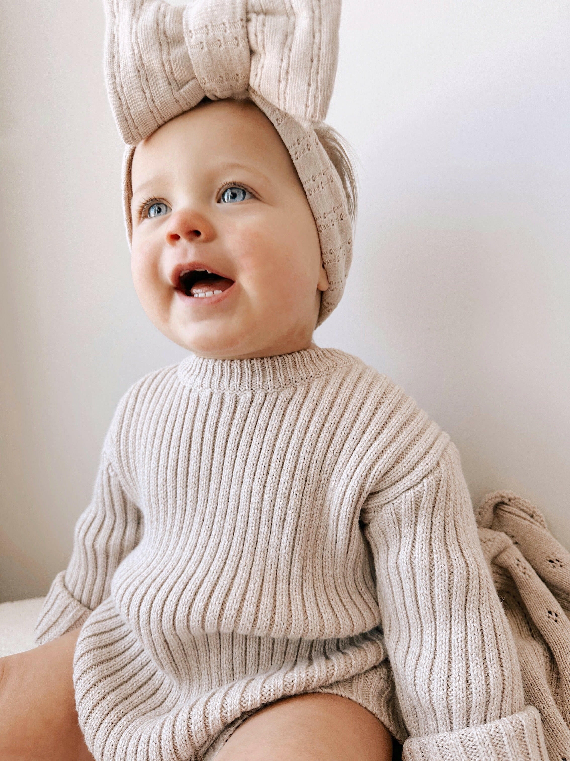 Luna + Luca Chunky Rib Romper - Heather Beige Luna + Luca