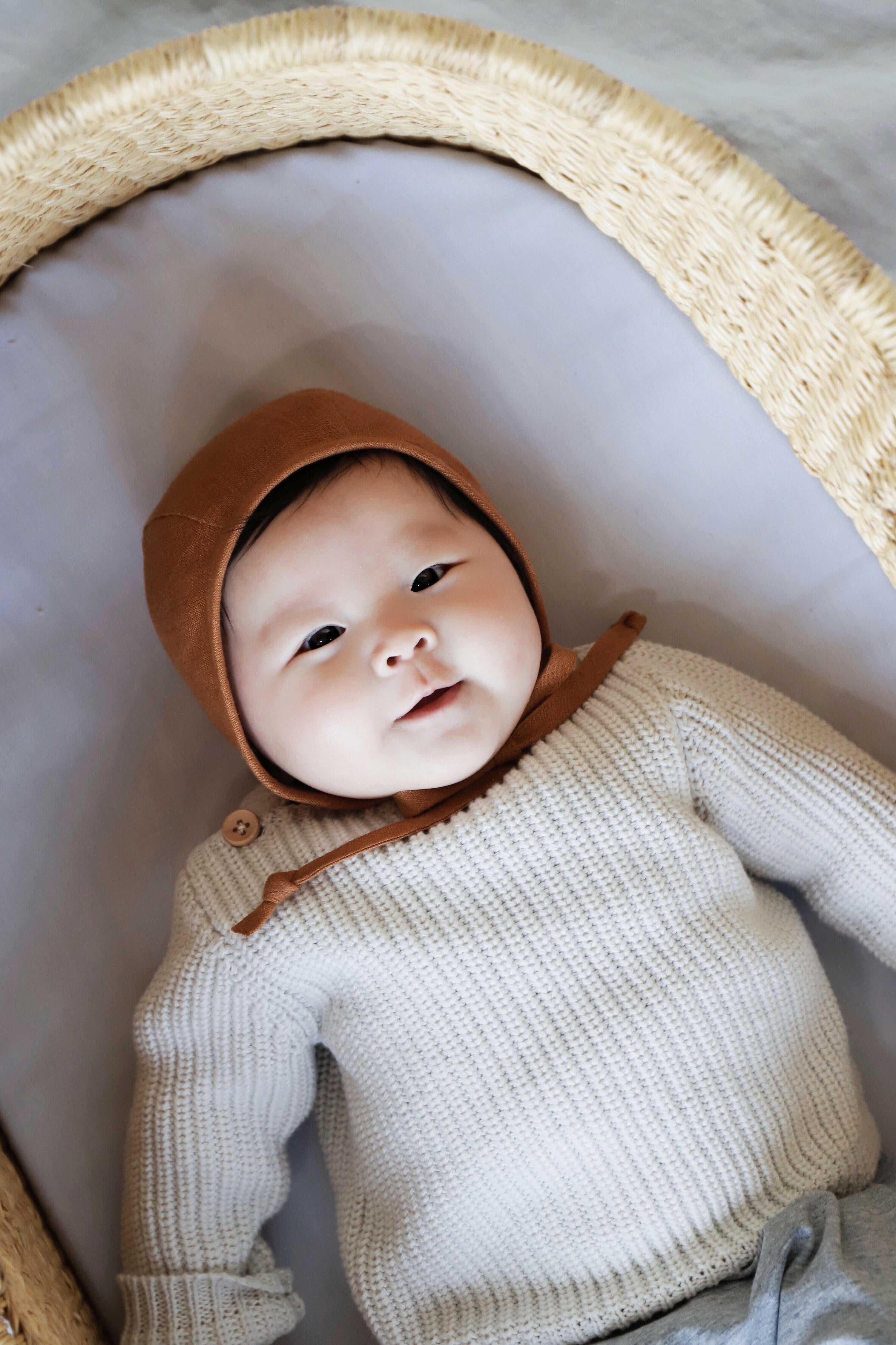 Rust Linen Bonnet Cotton-Lined Bonnets Briar Baby®