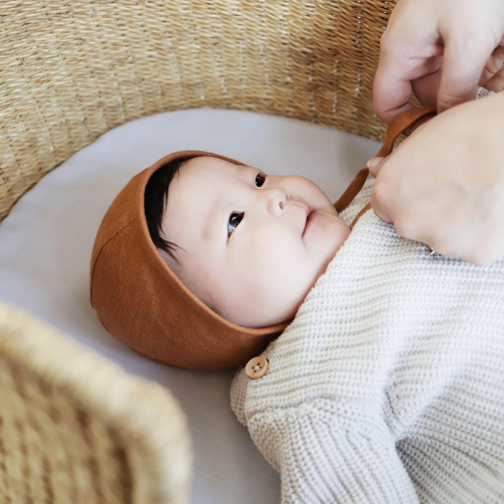 Rust Linen Bonnet Cotton-Lined Bonnets Briar Baby®