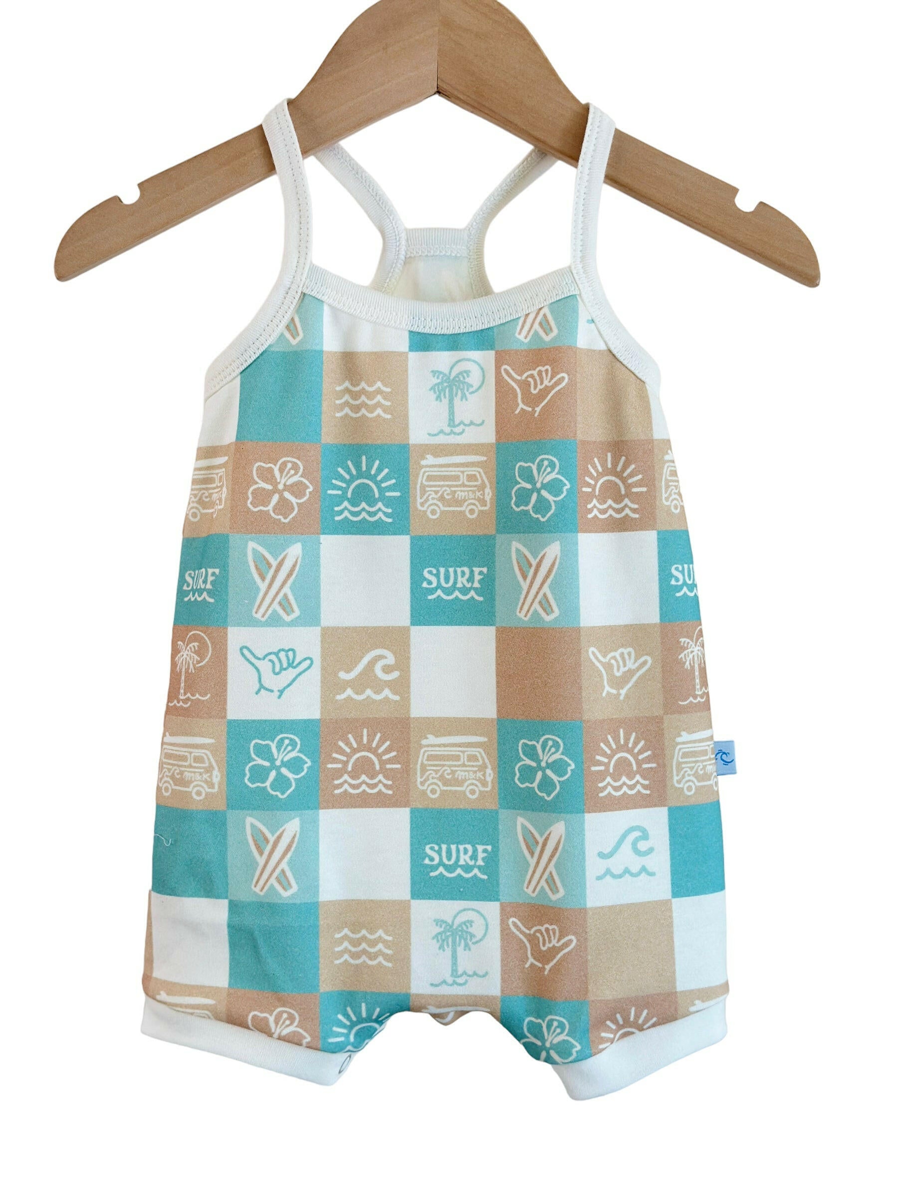 M&K CHECKERS SURFER GIRL ROMPER Surfer Girl Romper Moana & Kai