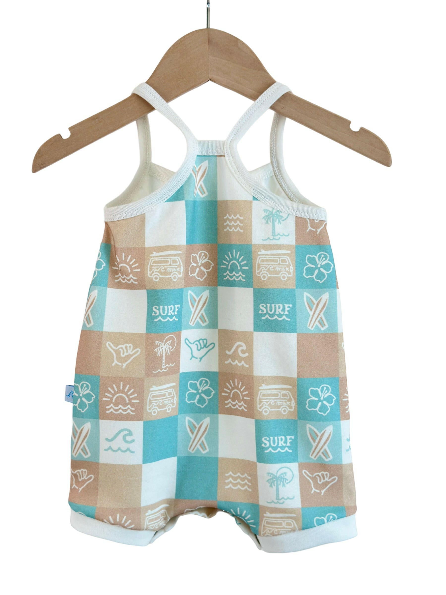 M&K CHECKERS SURFER GIRL ROMPER Surfer Girl Romper Moana & Kai