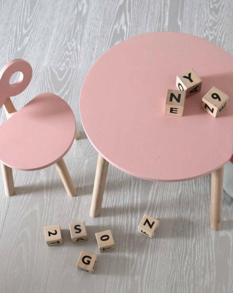 Wooden Half-Moon Children's Table - Pink Children's Furniture Ooh Noo
