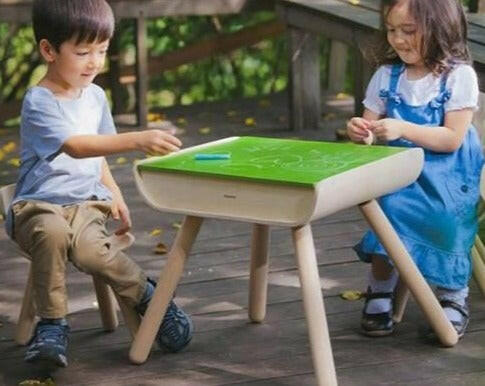 Toddler Desk & Chairs - Green Furniture PlanToys