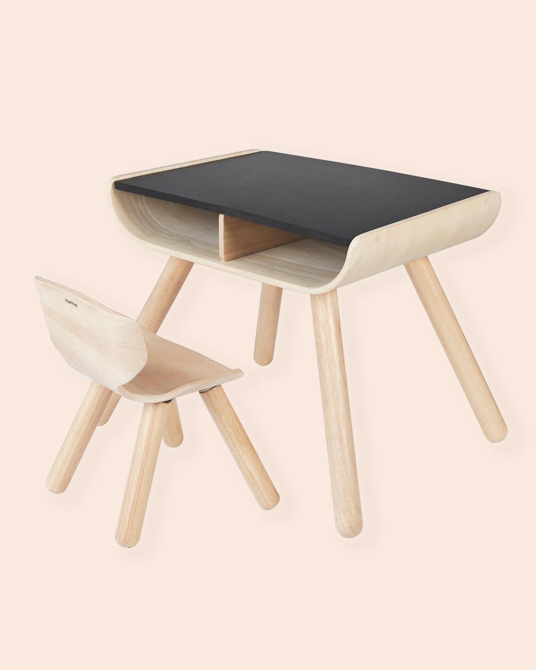 Toddler Desk & Chair - Black Furniture PlanToys