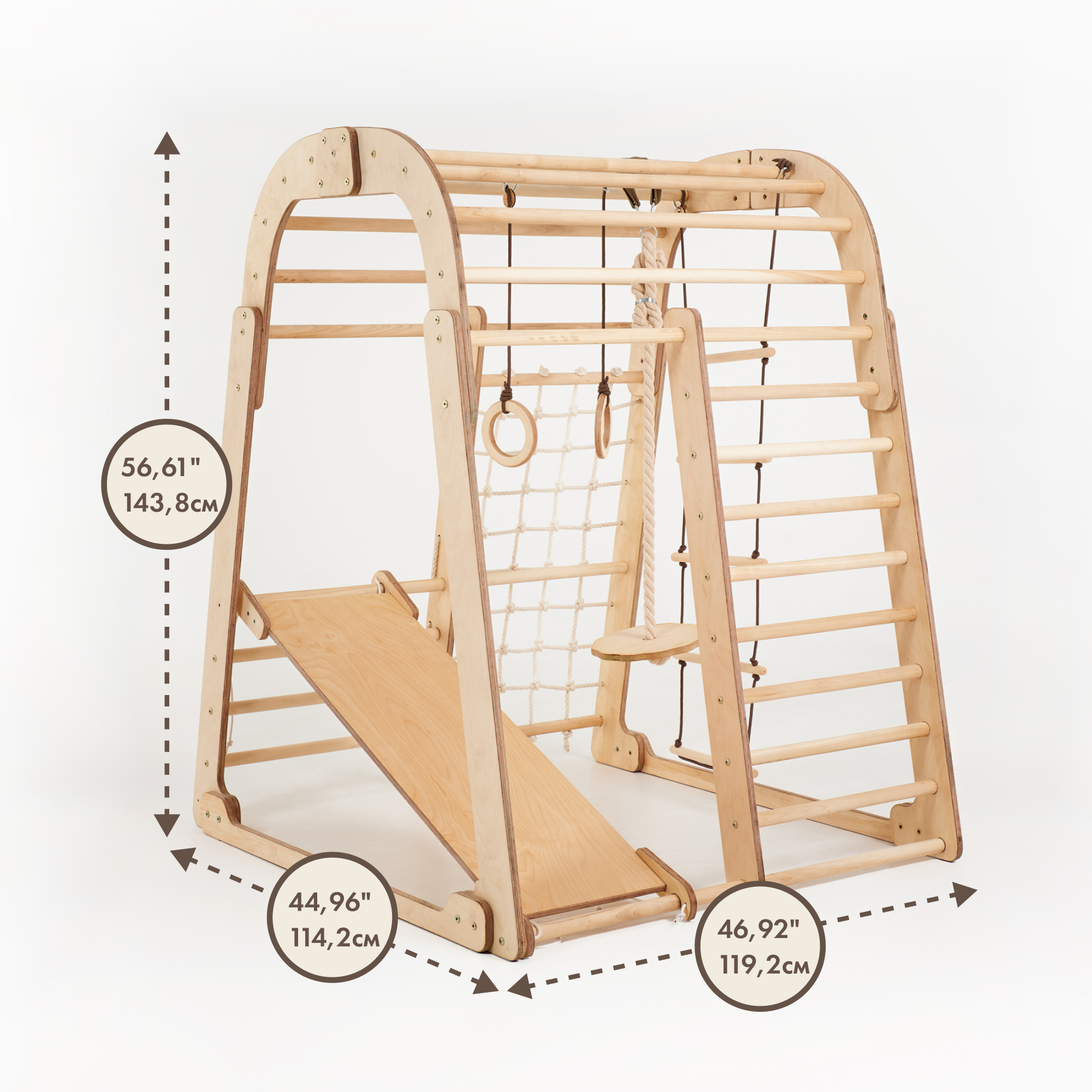 Indoor Wooden Playground for Children - 6in1 Playground + Swings Set + Slide Board Goodevas