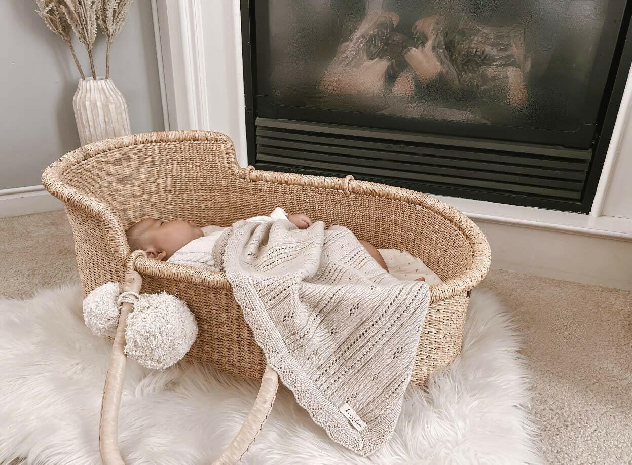 Pointelle Baby Blanket - Beige  Luna + Luca