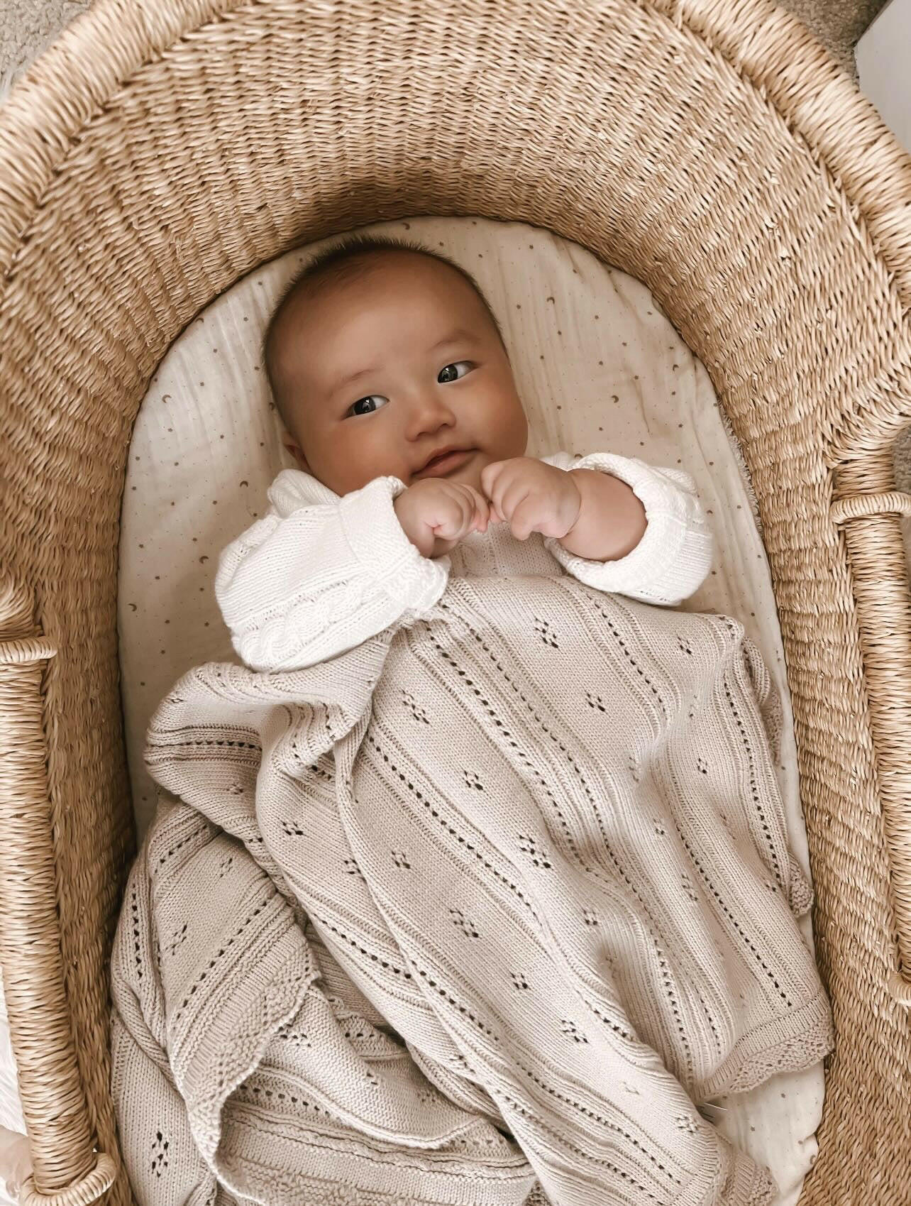 Pointelle Baby Blanket - Beige  Luna + Luca