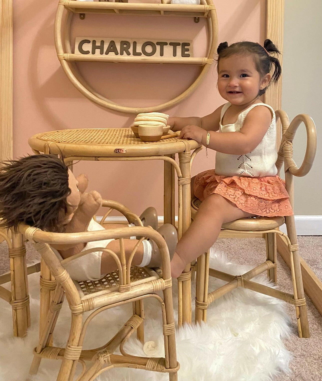 Doll Rattan Highchair Pretend Play Poppie