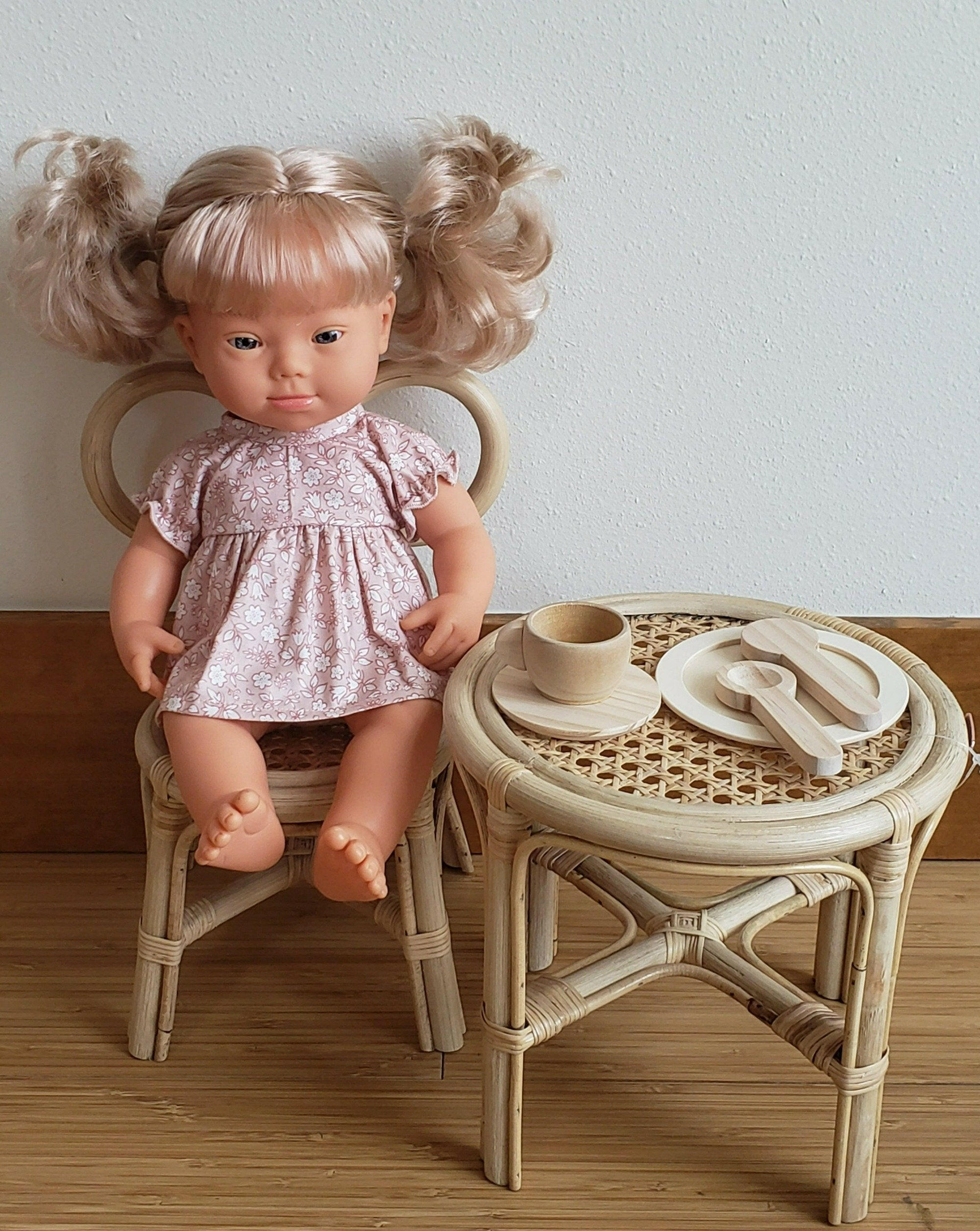 Rattan Mini Doll Table Pretend Play Poppie