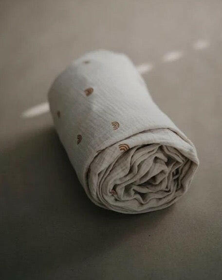 Muslin Swaddle Blanket Organic Cotton - Rainbows Baby Essentials Mushie