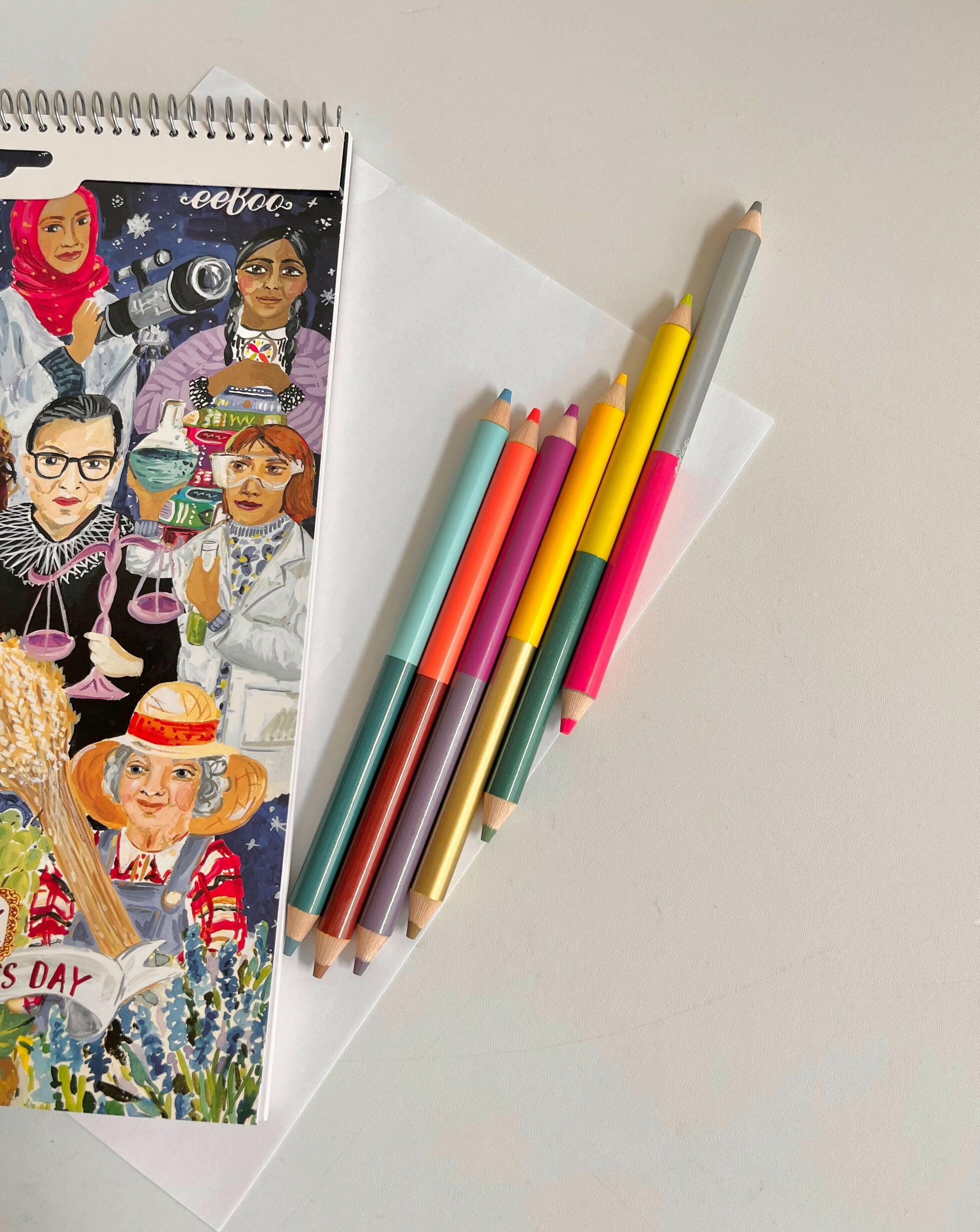 Rainforest Jumbo Double Sided Color Pencils 6 Pack Arts & Crafts eeboo