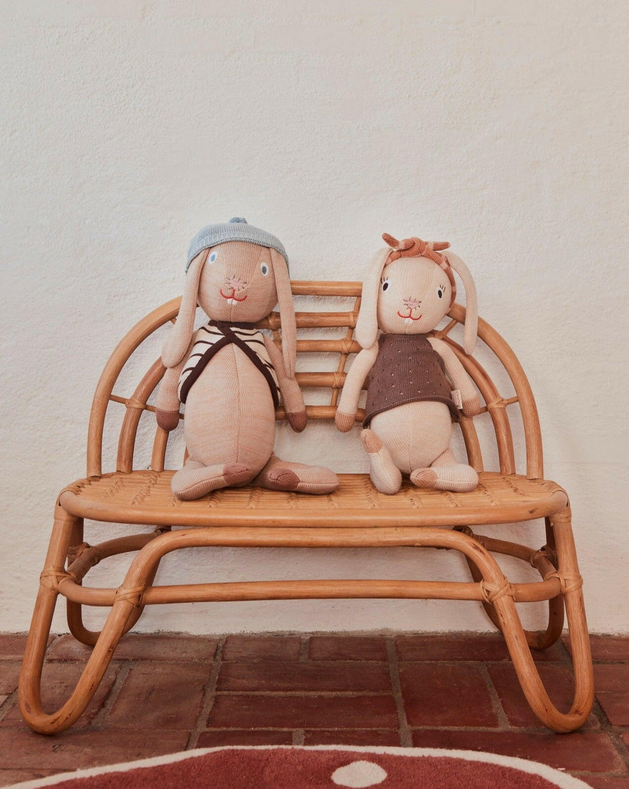 Rainbow Rattan Mini Bench Playroom Furniture OYOY