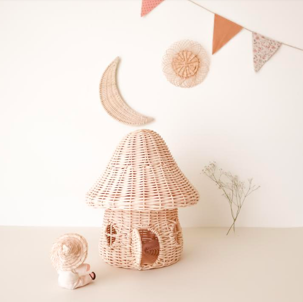 Toy house wicker, Mushroom house for kids basket, Kid Toys