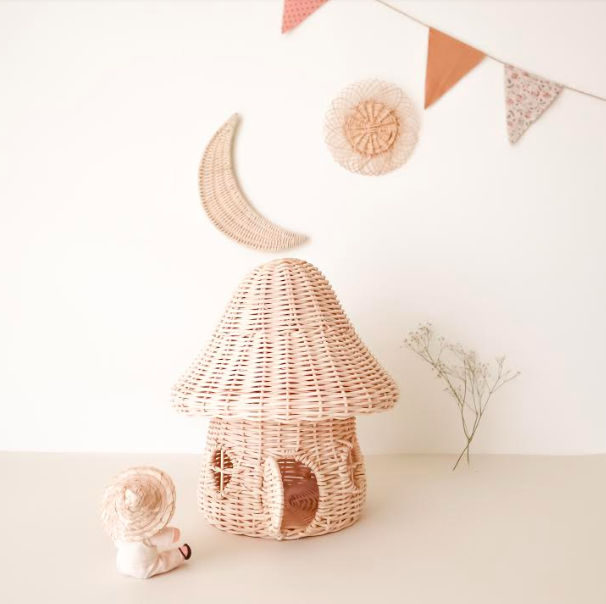 Mushroom House Rattan Toys Coconeh