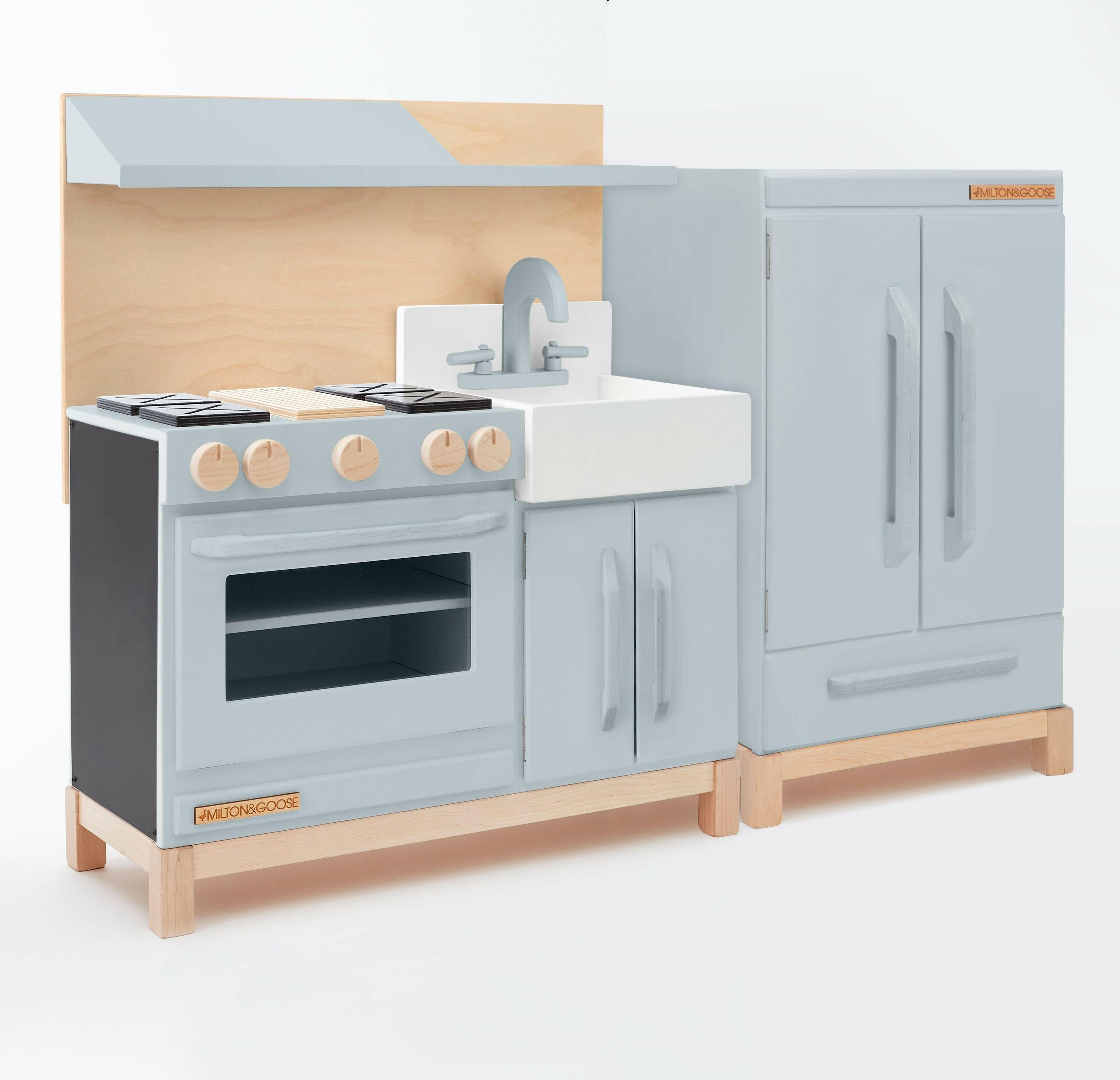 Wooden Play Refrigerator - Gray Kids Toys Milton & Goose
