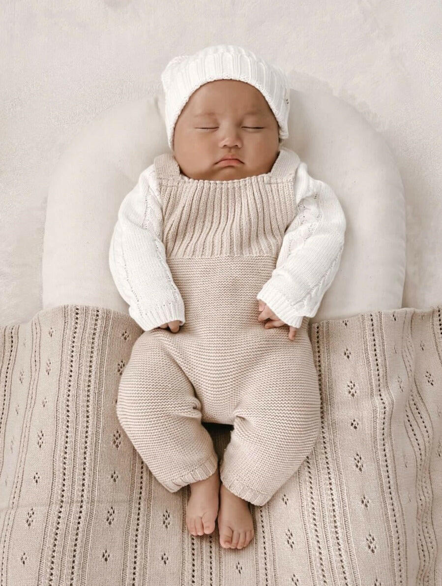 Rib Detail Overalls - Beige Luna + Luca