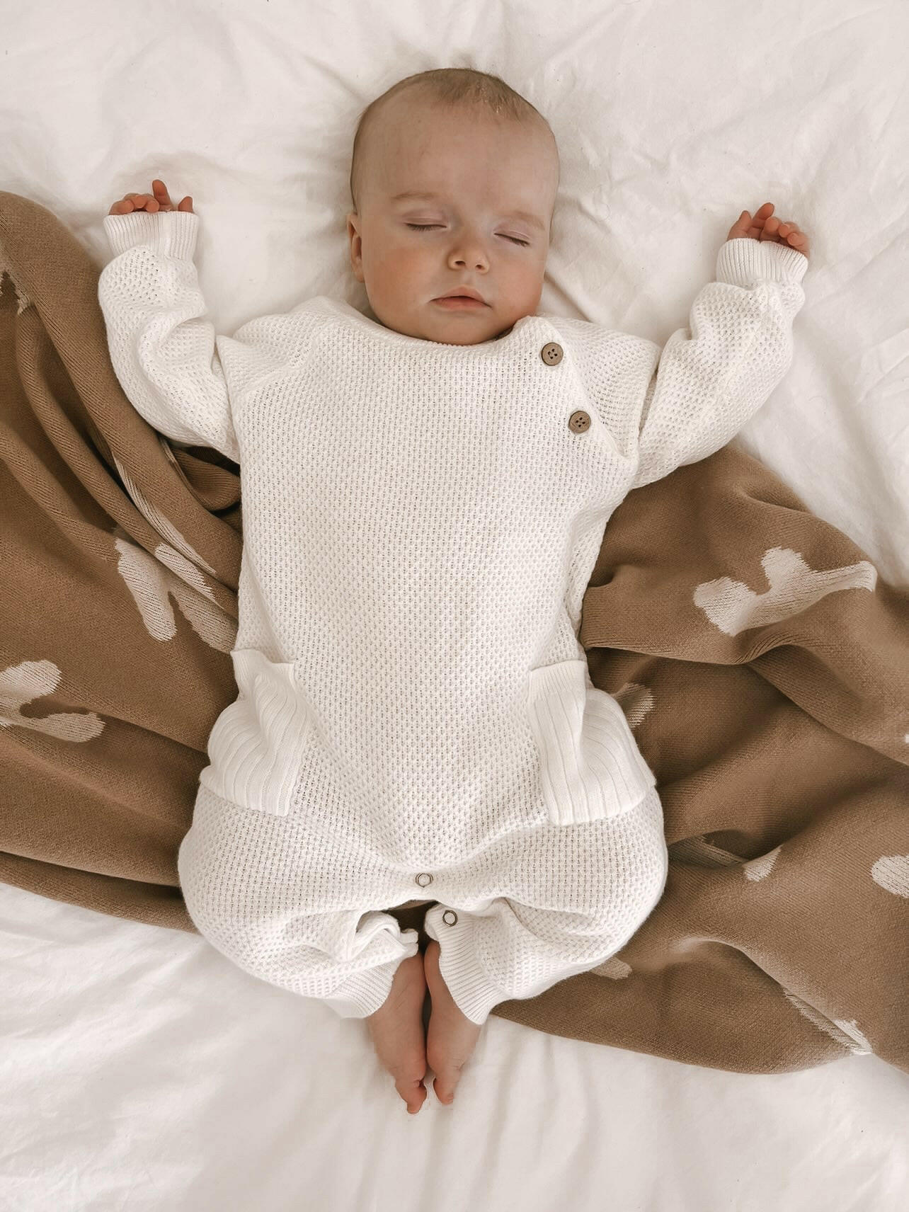 Rib Pocket Jumpsuit - White Luna + Luca