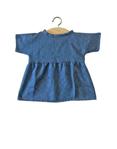 Faustine Cotton Denim Dress - Dots Doll Clothing Minikane