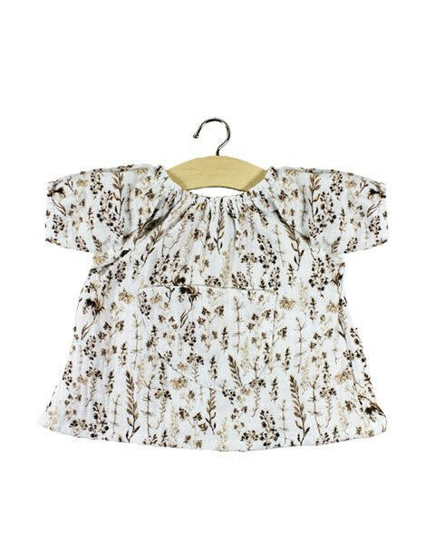 Jeanne double gauze cotton dress with flower print Doll Clothing Minikane