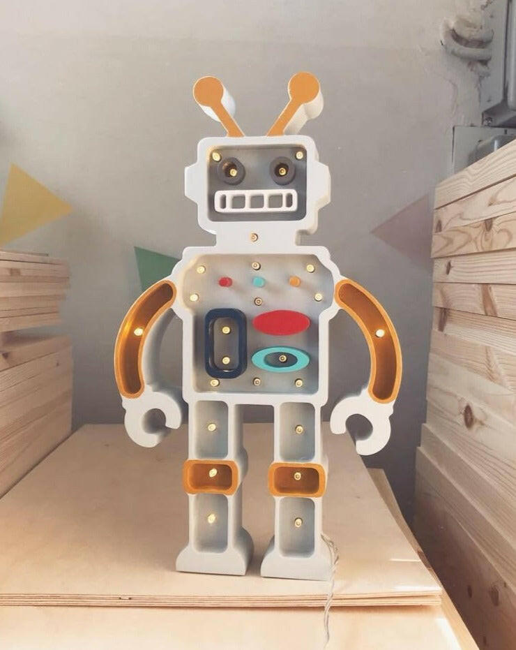 Robot Lamp - Metallic Gray Lighting Little Lights