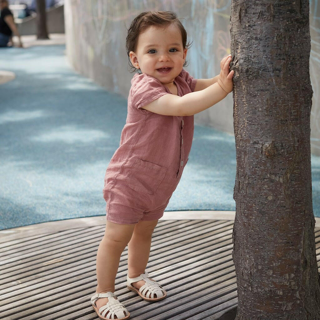 MC Baby Sage Linen Romper romper Mon Coeur