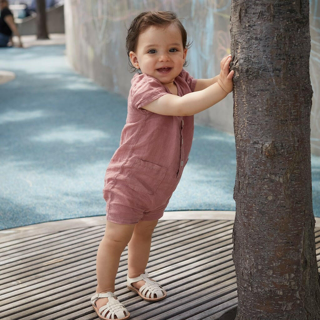 MC Baby Mellow Pink Linen Romper romper Mon Coeur